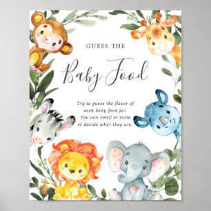Safari Animals Baby Dusche Ratet The Baby Food Poster