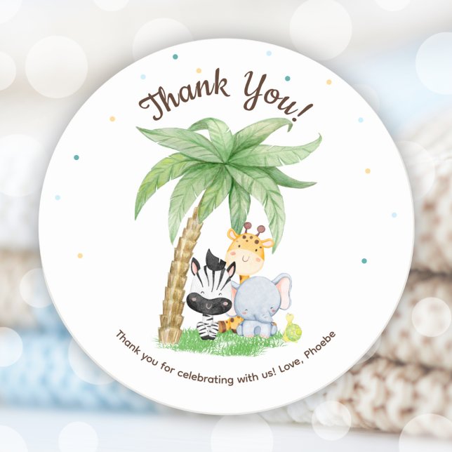 Safari Animals Baby Dusche Runder Aufkleber (Safari Animals Baby Shower Classic Round Sticker)