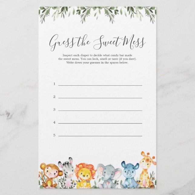 Safari Animals Baby-Dusche schätzen das süße Chaos (Vorderseite)