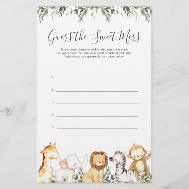 Safari Animals Baby-Dusche schätzen das süße Chaos (Vorderseite)