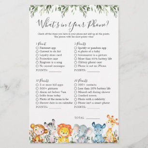 Safari Animals Baby-Dusche Was ist in Ihrem Telefo