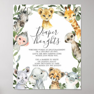Safari Animals Baby Dusche Windeln Gedanken Unters Poster