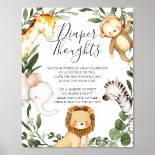 Safari Animals Baby Dusche Windeln Gedanken Unters Poster
