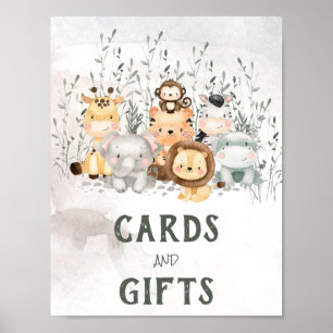 Safari Animals Baby-Duschkarten & Geschenkposter Poster