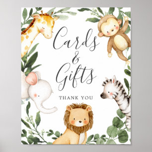 Safari Animals Baby-Duschkarten und Geschenkschild Poster