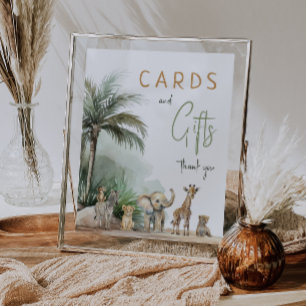 Safari Animals Baby-Duschkarten und Geschenkschild Poster