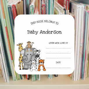 Safari Animals Baby Duschvorrichtung Buchzeichen A Quadratischer Aufkleber