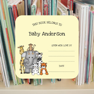 Safari Animals Baby Duschvorrichtung Buchzeichen A Quadratischer Aufkleber