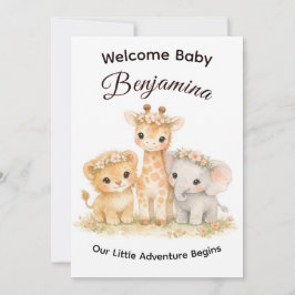 Safari Animals Baby Girl Floral Crown Shower Einladung