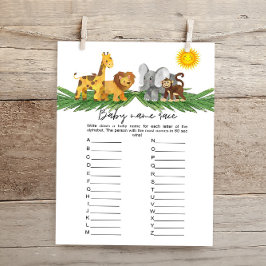 Safari Animals Baby Names Baby Shower Game