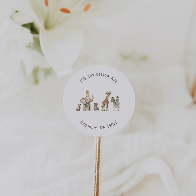 Safari Animals Baby Showadresse Umschlag Aufkleber (Von Creator hochgeladen)