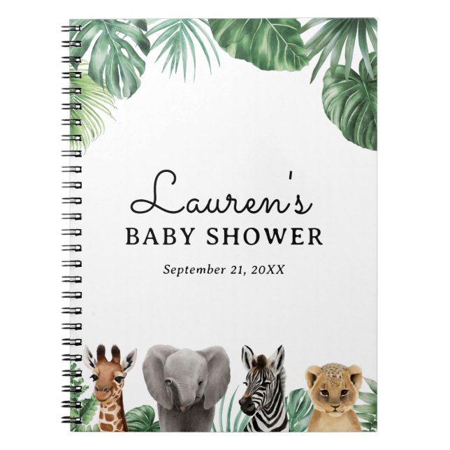 Safari Animals Baby Showbook Notizblock (Vorderseite)