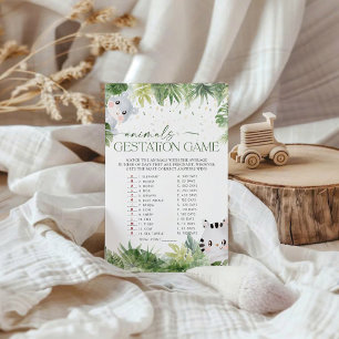 Safari Animals Baby Shower Animals Gestationsspiel