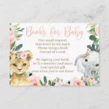 Safari Animals Baby Shower Book Card für ein Mädch