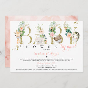 Safari Animals Baby Shower by Mail Greenerity Gold Einladung
