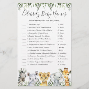 Safari Animals Baby Shower Celebrity Baby Names