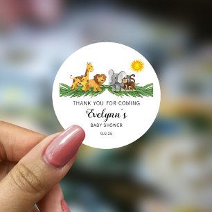 Safari Animals Baby Shower Classic Round Sticker