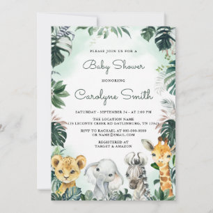 Safari Animals Baby Shower Einladung