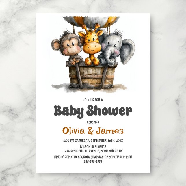 Safari Animals Baby Shower Einladung (Von Creator hochgeladen)
