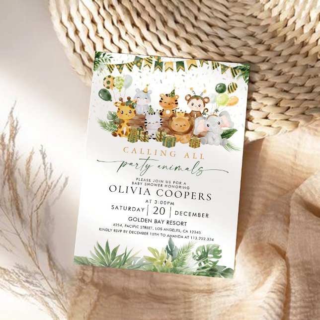 Safari Animals Baby Shower Einladung (Von Creator hochgeladen)