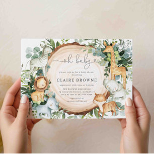 Safari Animals Baby Shower Einladung