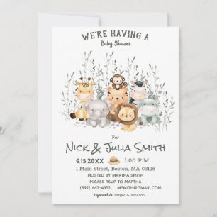 Safari Animals Baby Shower Einladung