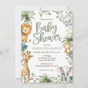 Safari Animals Baby Shower Einladungen