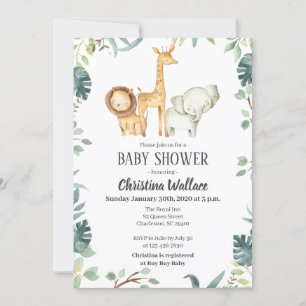 Safari Animals Baby Shower Einladungen