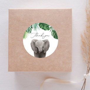 Safari Animals Baby Shower Elephant Runder Aufkleber