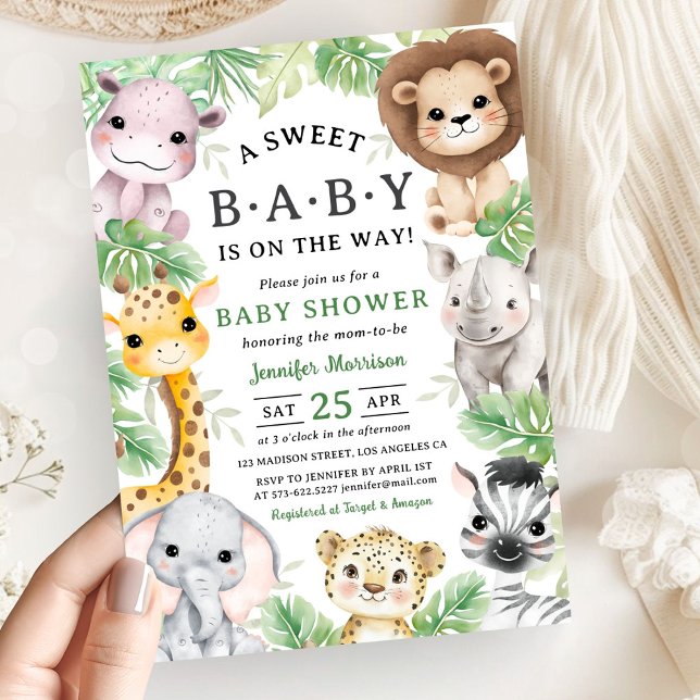 Safari Animals Baby Shower Gender Neutral Jungle Einladung (Von Creator hochgeladen)