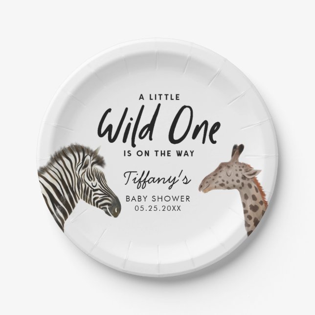 Safari Animals Baby Shower Gender Neutral Pappteller (Vorderseite)