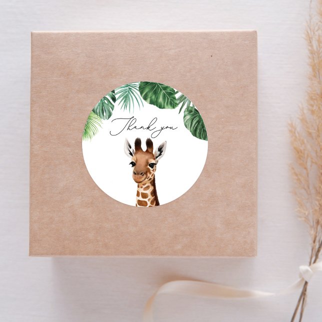 Safari Animals Baby Shower Giraffe Runder Aufkleber (Von Creator hochgeladen)