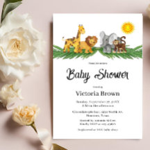 Safari Animals Baby Shower Invitation