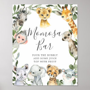 Safari Animals Baby Shower Mimosa Bar Sign Poster