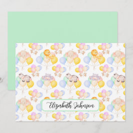 Safari Animals Baby Shower Note Card Mitteilungskarte