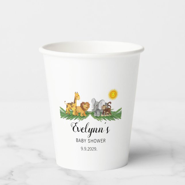 Safari Animals Baby Shower  Pappbecher (Vorderseite)