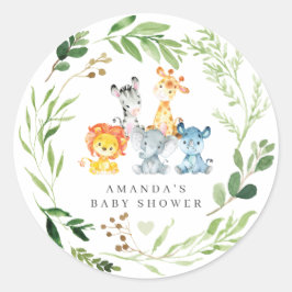 Safari Animals Baby Shower Runder Aufkleber