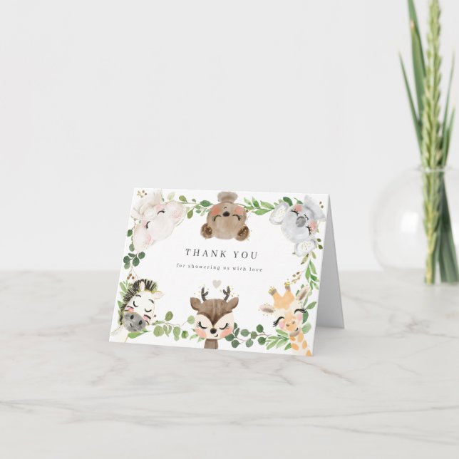 Safari Animals Baby Shower Thank You Card Dankeskarte (Vorderseite)