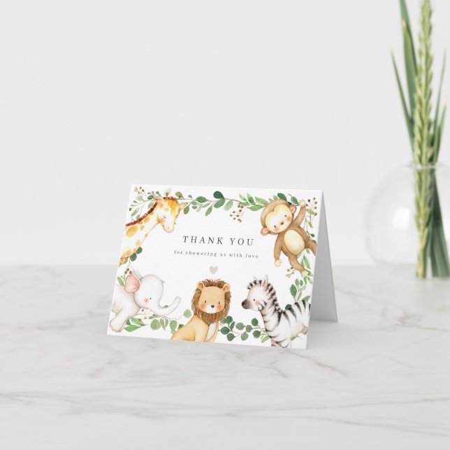 Safari Animals Baby Shower Thank You Card Dankeskarte (Vorderseite)