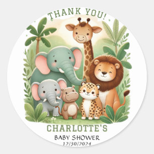 Safari Animals Baby Shower Vielen Dank Runder Aufkleber