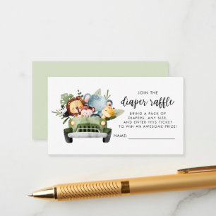 Safari Animals Baby Shower Windelwuler Raffle Begleitkarte