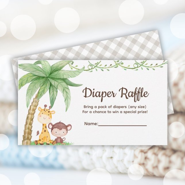 Safari Animals Baby Shower Windelwuler Raffle Begleitkarte (Safari Animals Baby Shower Diaper Raffle Enclosure Card)