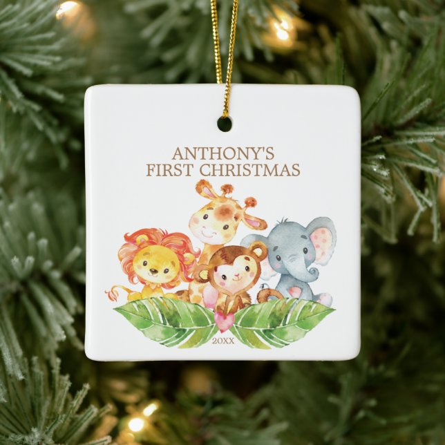 Safari Animals Baby's First Christmas Ornament (Baum)