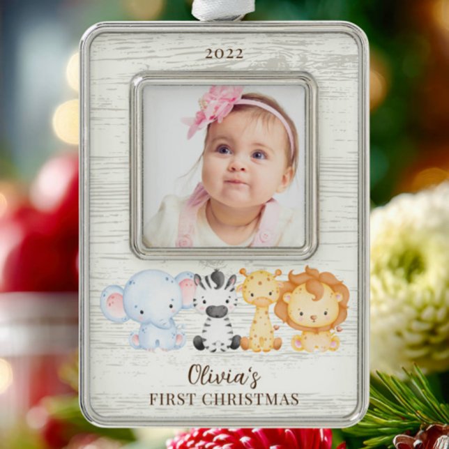 Safari Animals Baby's First Rahmen-Ornament Silber (Von Creator hochgeladen)