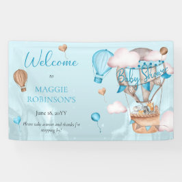 Safari Animals Balloons Blue Boy Baby Dusche Banner