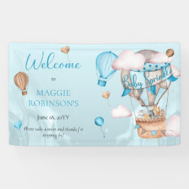 Safari Animals Balloons Blue Boy Baby Sprinkle Banner