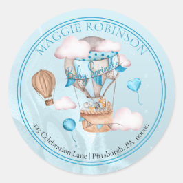 Safari Animals Balloons Sprinkle Rücksendeadresse Runder Aufkleber