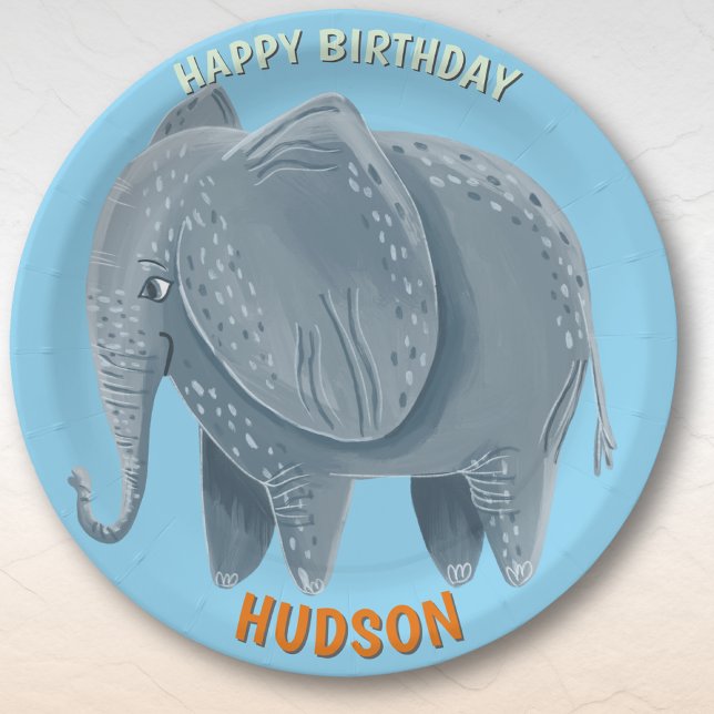 Safari animals birthday elephant kid custom pappteller (Von Creator hochgeladen)