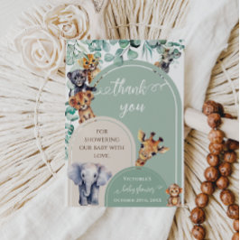 Safari Animals Bohemisch Botanical Baby Shower Dankeskarte