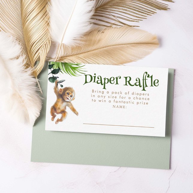 Safari Animals Boho Diaper Raffles Tickets Begleitkarte (Diaper Raffle Little Monkey Tickets)